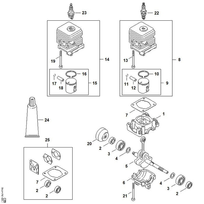 STIHL 4140-029-2302 Cilindervoetpakking positie 7 technische tekening