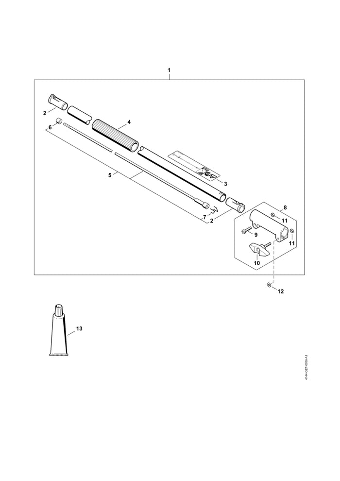 STIHL 4140-710-3200 Aandrijfas positie 5 technische tekening