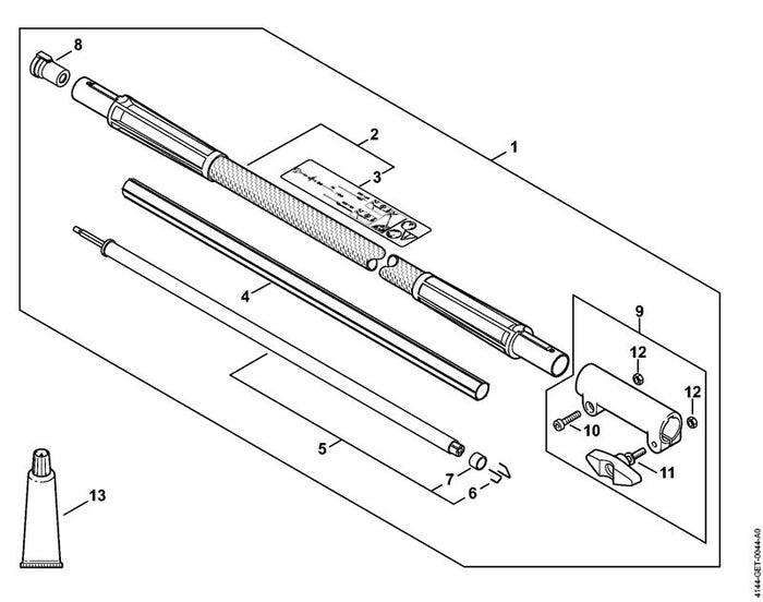 STIHL 4180-710-3200 Aandrijfas positie 5 technische tekening