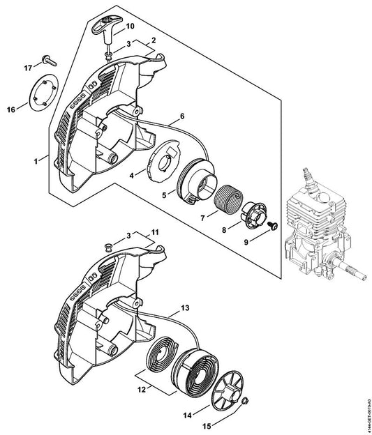 STIHL 4144-967-1508 Typeplaatje FS 50 C positie 16 technische tekening