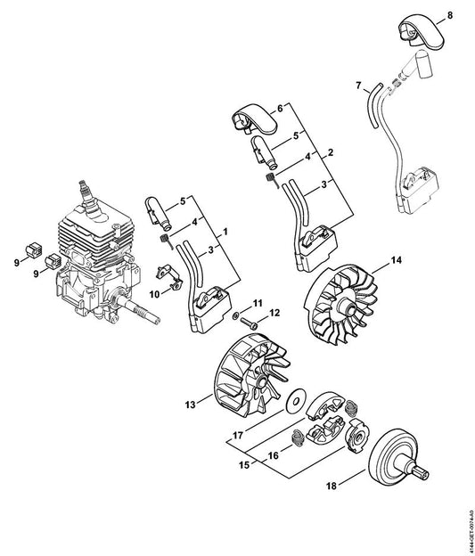 STIHL 4144-448-1200 Kabelhouder positie 9 technische tekening