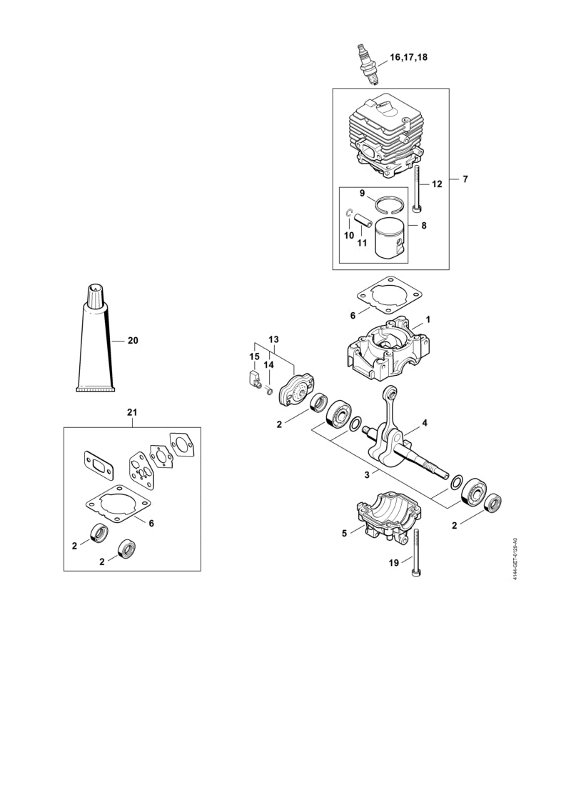 STIHL 4144-030-2002 Zuiger Ø 34 mm positie 8 technische tekening