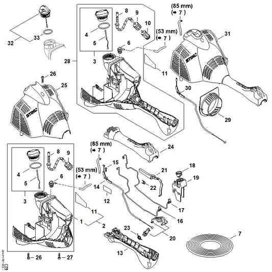 STIHL 4241-967-7200 waarschuwingsinstructie positie 12 technische tekening