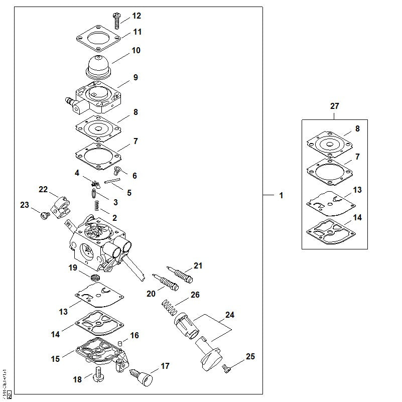 STIHL 4144-122-6802 Stelschroef stat. toerental positie 20 technische tekening