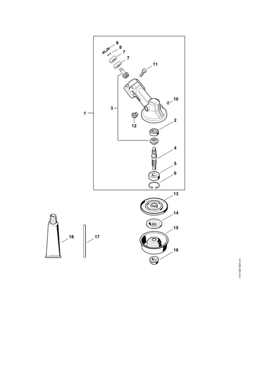 STIHL 4180-640-0114 Aandrijfkop positie 1 technische tekening