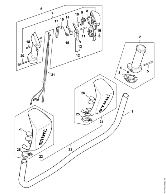 STIHL 4147-180-1112 Gaskabel positie 21 technische tekening