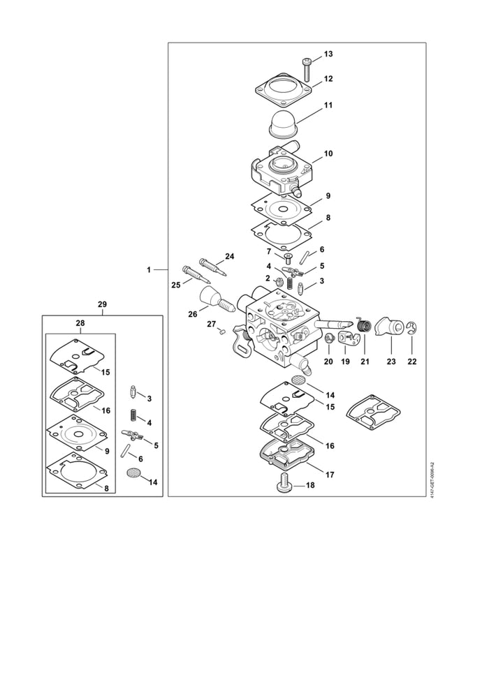 STIHL Z010056A011 Grondplaat benzinepomp positie 10 technische tekening