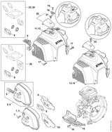 STIHL 4147-080-1601 Kap positie 14 technische tekening