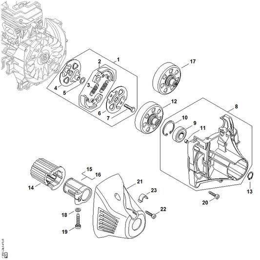 STIHL 4147-160-2903 Koppelingstrommel positie 12 technische tekening