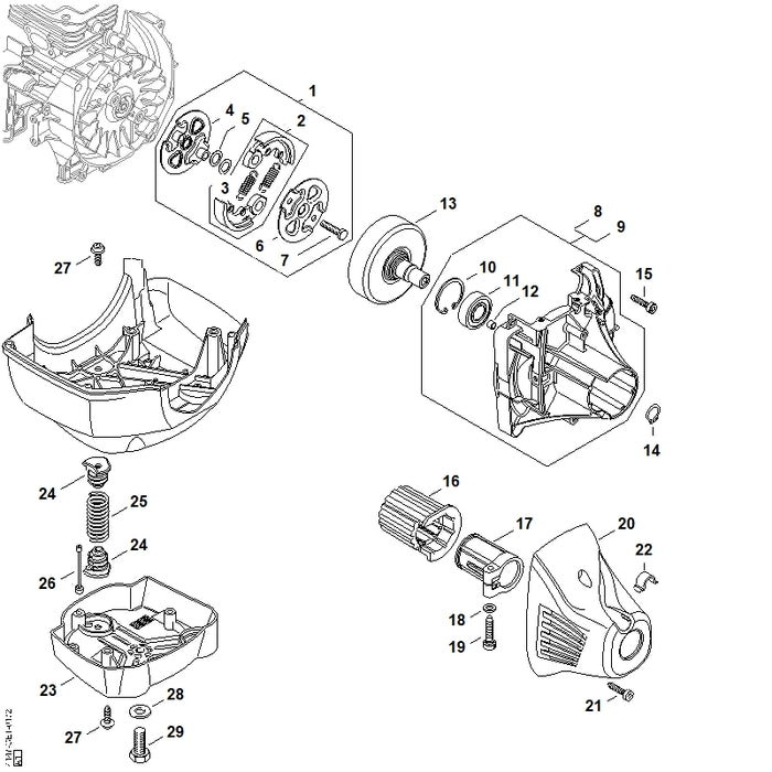 STIHL 4147-160-2000 Koppeling positie 2 technische tekening