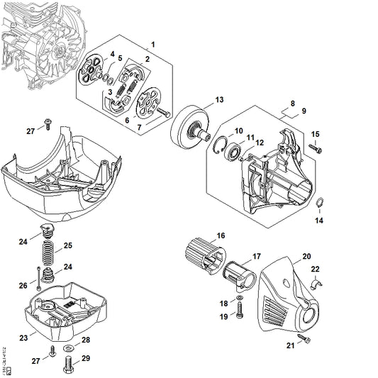 STIHL 9008-318-2361 Zeskantbout ISO4017-M10x20-8.8 positie 29 technische tekening