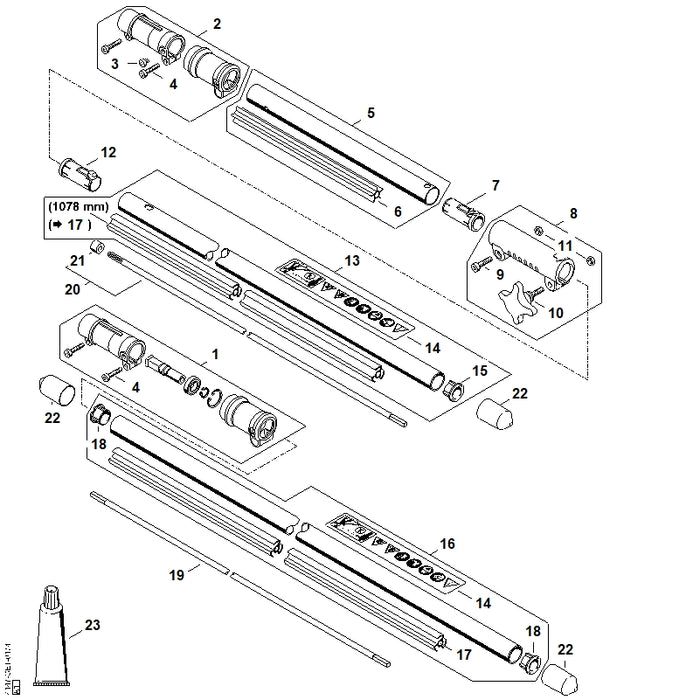 STIHL 4137-710-7108 Steel Ø 25,4 mm x 1,5 m positie 16 technische tekening