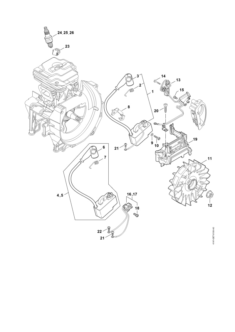 STIHL 4147-440-3003 Kabelboom positie 17 technische tekening