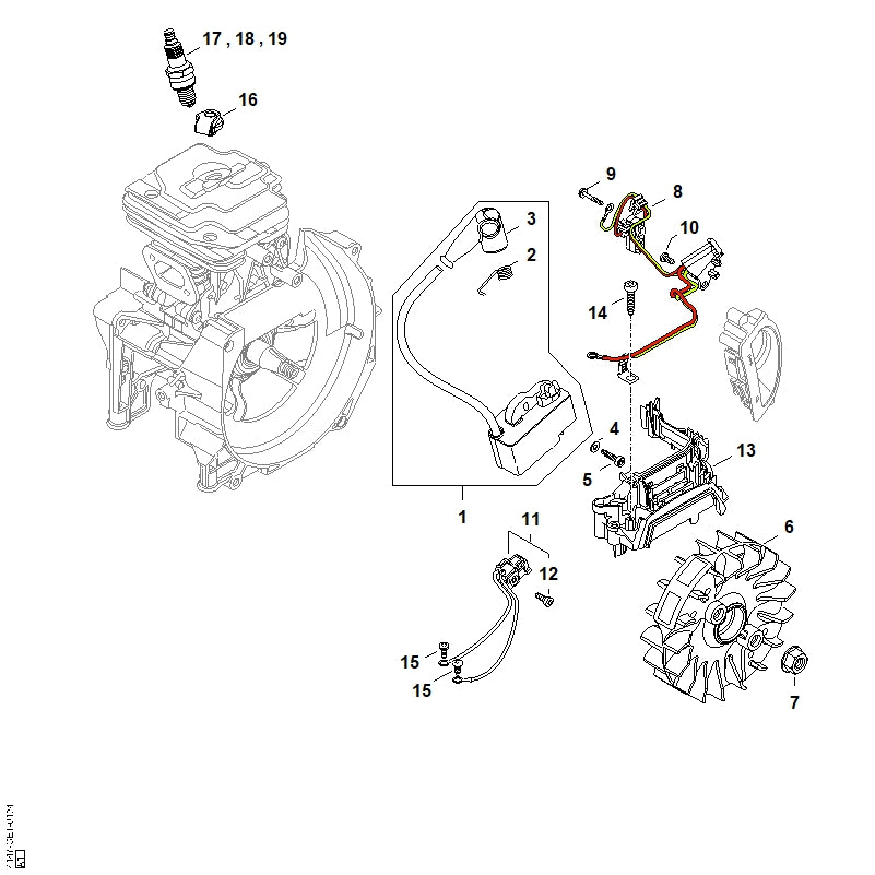 STIHL 4147-430-1003 Schakelrelais positie 8 technische tekening