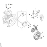 STIHL 4147-400-1310 Ontstekingsmoduul positie 1 technische tekening