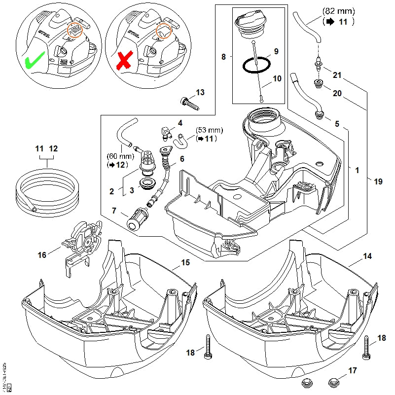 STIHL 4147-350-6603 Beschermplaat positie 14 technische tekening