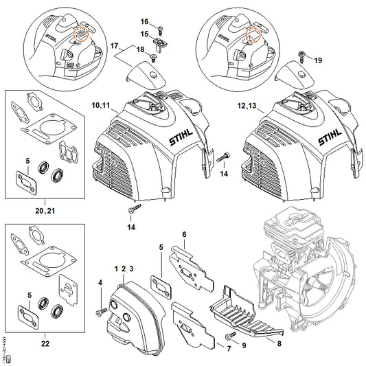 STIHL 4147-140-0600 Uitlaatdemper positie 2 technische tekening