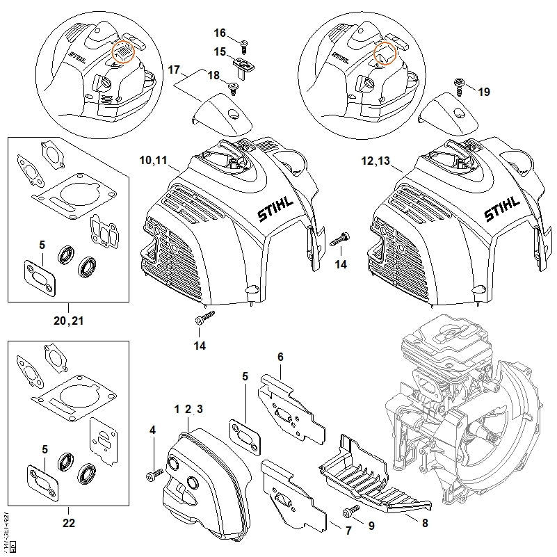 STIHL 4147-141-3200 Koelplaat positie 7 technische tekening
