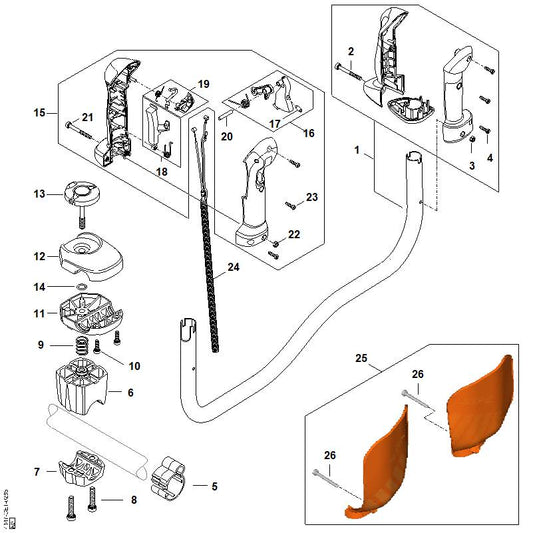 STIHL 4147-790-7602 Steun positie 6 technische tekening