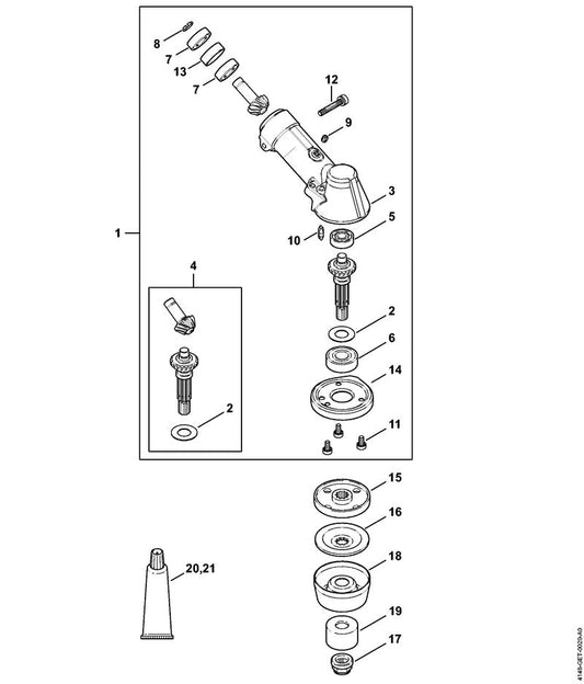 STIHL 4147-641-0310 Aandrijfhuis positie 3 technische tekening