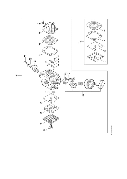 STIHL 4148-007-1700 Carb. membraanset positie 22 technische tekening