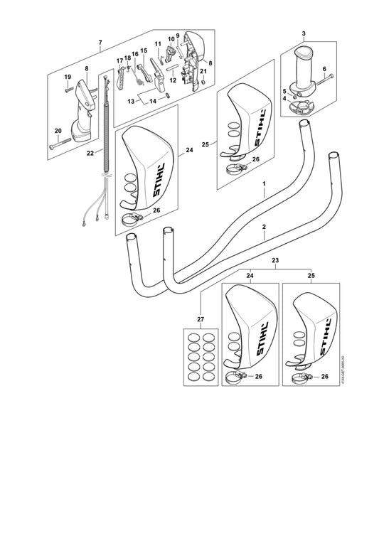 STIHL 4148-791-1703 Handgreep positie 2 technische tekening