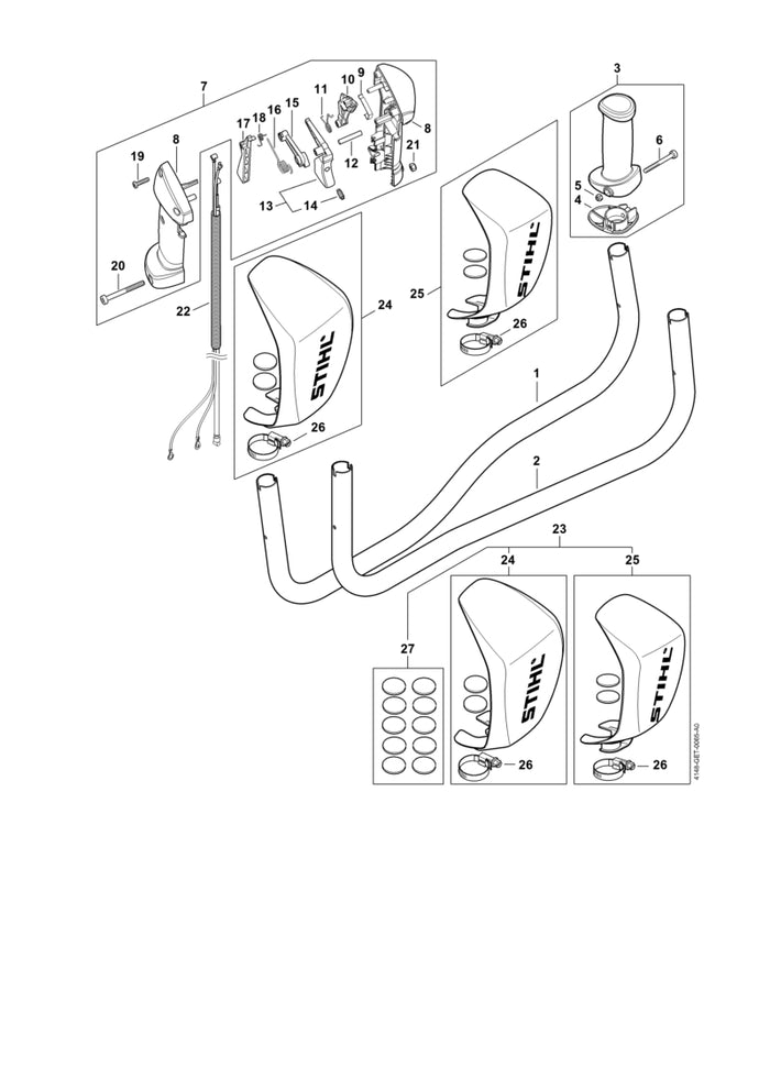 STIHL 4147-790-0300 Handgreep positie 3 technische tekening