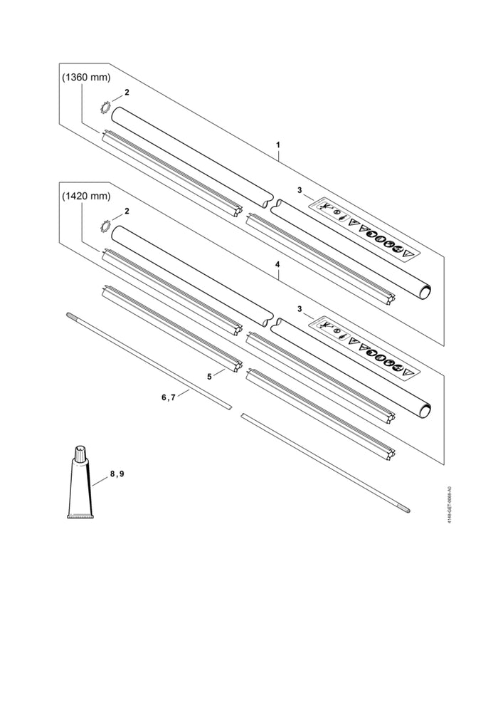 STIHL 4147-710-7107 Steel Ø 28 mm x 1,53 m positie 4 technische tekening