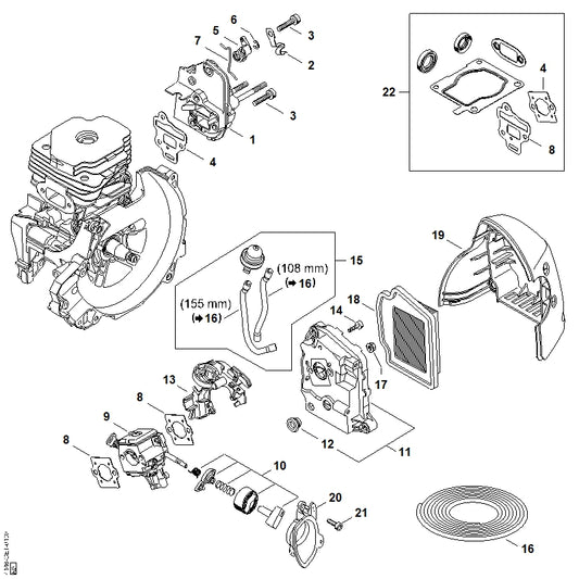 STIHL 4148-182-1500 Gasstang positie 7 technische tekening