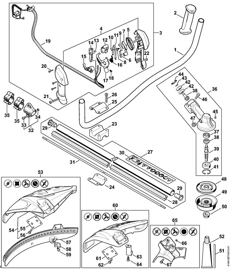STIHL 4149-180-1104 Gaskabel positie 19 technische tekening