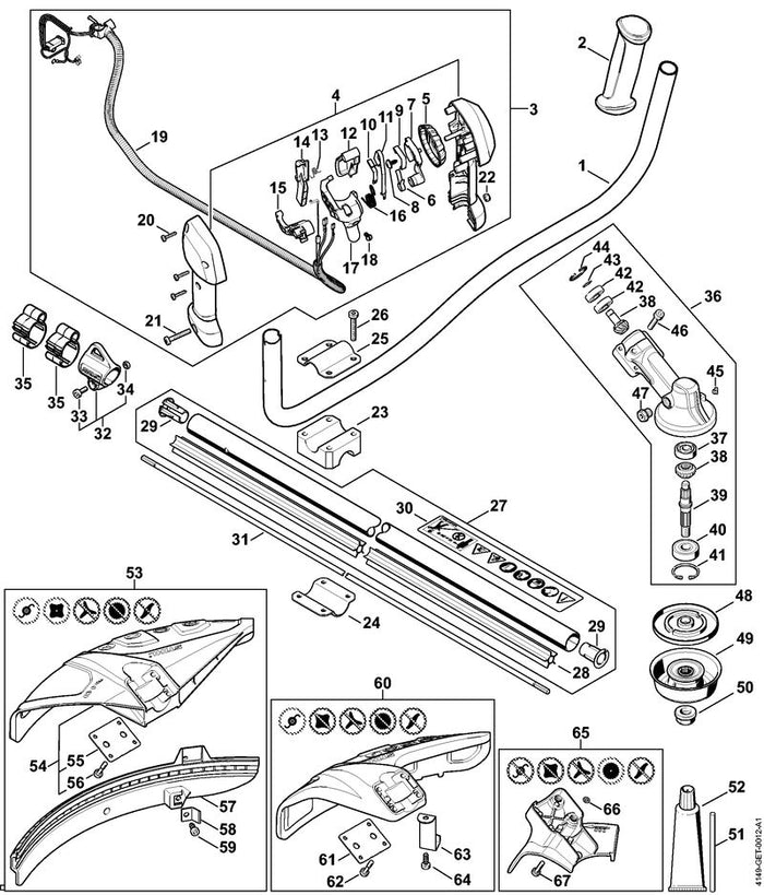 STIHL 4149-180-1104 Gaskabel positie 19 technische tekening