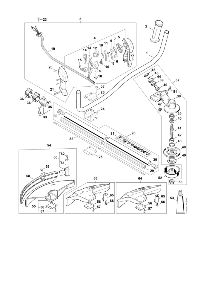 STIHL 4149-711-7302 Beschermkous 1422 mm positie 29 technische tekening