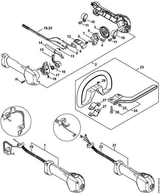 STIHL 4149-790-1300 Bedieningshandgreep positie 21 technische tekening
