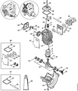 STIHL 4180-020-0204 Motor Ø 38 mm positie 1 technische tekening