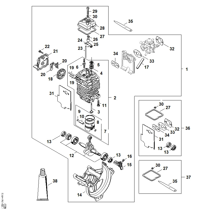 STIHL 4180-141-8602 Impulsslang positie 17 technische tekening