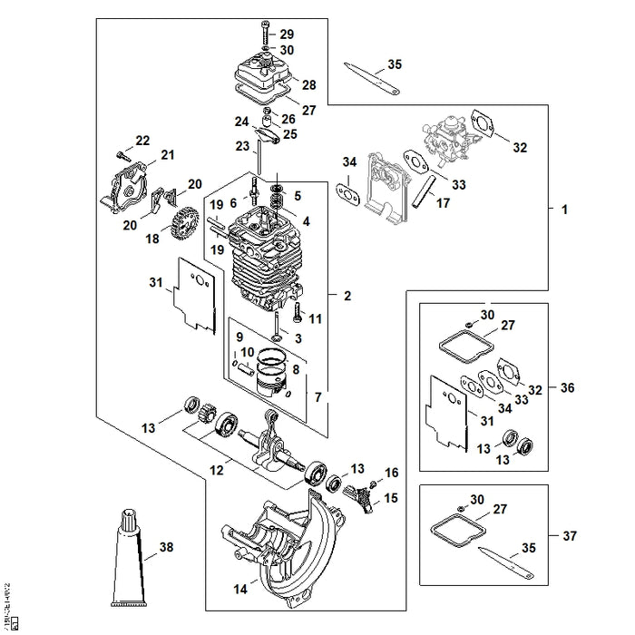 STIHL 4180-141-8602 Impulsslang positie 17 technische tekening