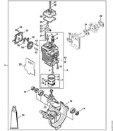 STIHL 4180-020-0202 Motor Ø 38 mm positie 1 technische tekening