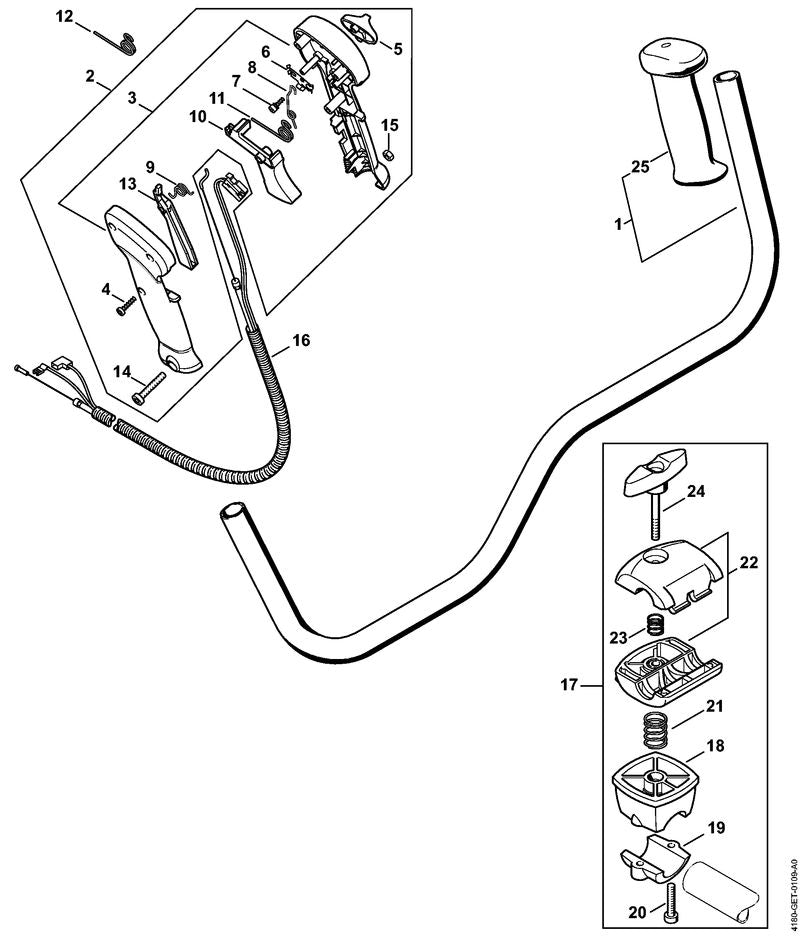 STIHL 4180-180-1151 Gaskabel positie 16 technische tekening