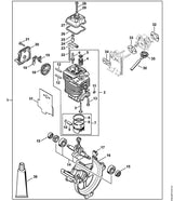 STIHL 4180-020-0200 Motor Ø 40 mm positie 1 technische tekening