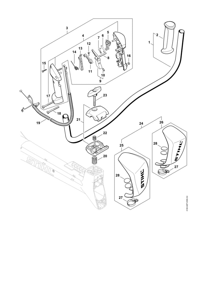 STIHL 4180-180-1113 Gaskabel positie 19 technische tekening