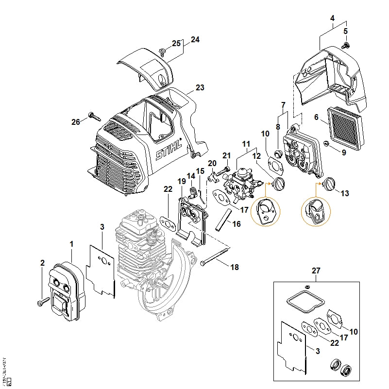 STIHL 4180-120-0618 Carburateur 4180/18 positie 11 technische tekening