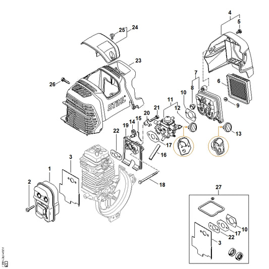 STIHL 4180-120-0618 Carburateur 4180/18 positie 11 technische tekening