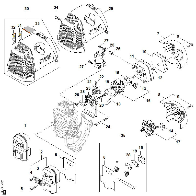 STIHL 4180-080-1605 Kap positie 30 technische tekening