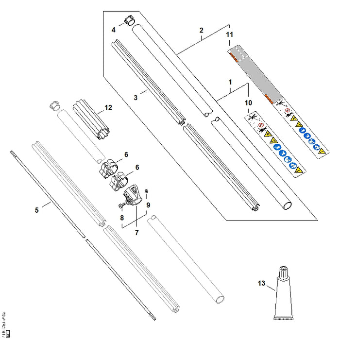 STIHL 4137-710-7134 Steel Ø 25,4 mm x 1,496 m positie 2 technische tekening