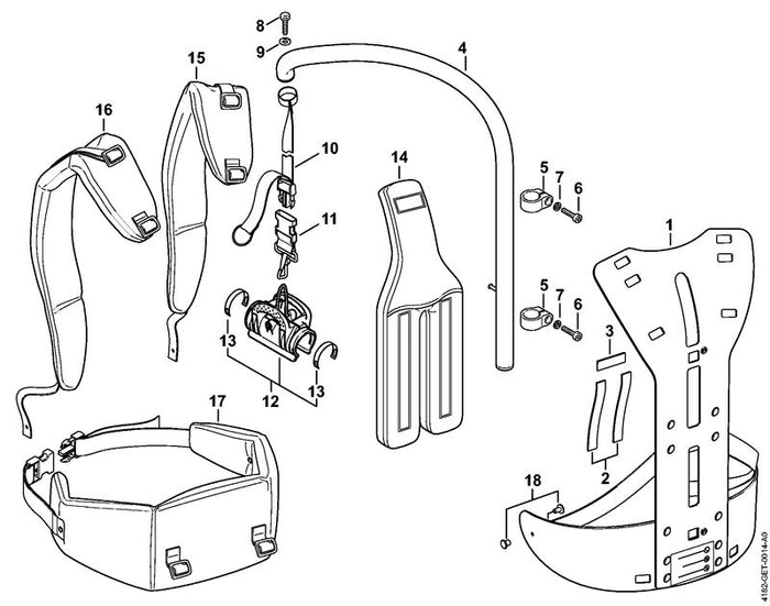 STIHL 4182-790-2900 Pijp positie 4 technische tekening