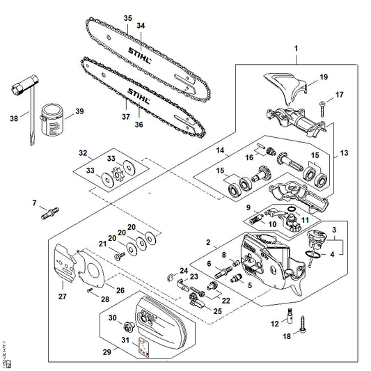STIHL 4182-640-0553 Aandrijfhuis positie 13 technische tekening