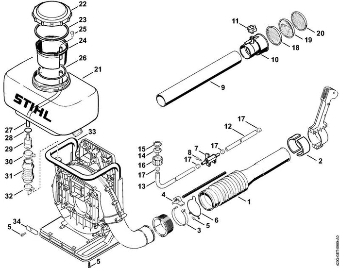 STIHL 4203-708-3409 Pijp positie 9 technische tekening