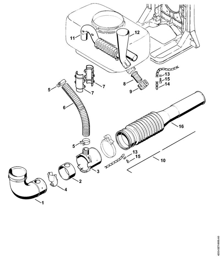 STIHL 4203-701-6105 Harmonicaslang positie 6 technische tekening