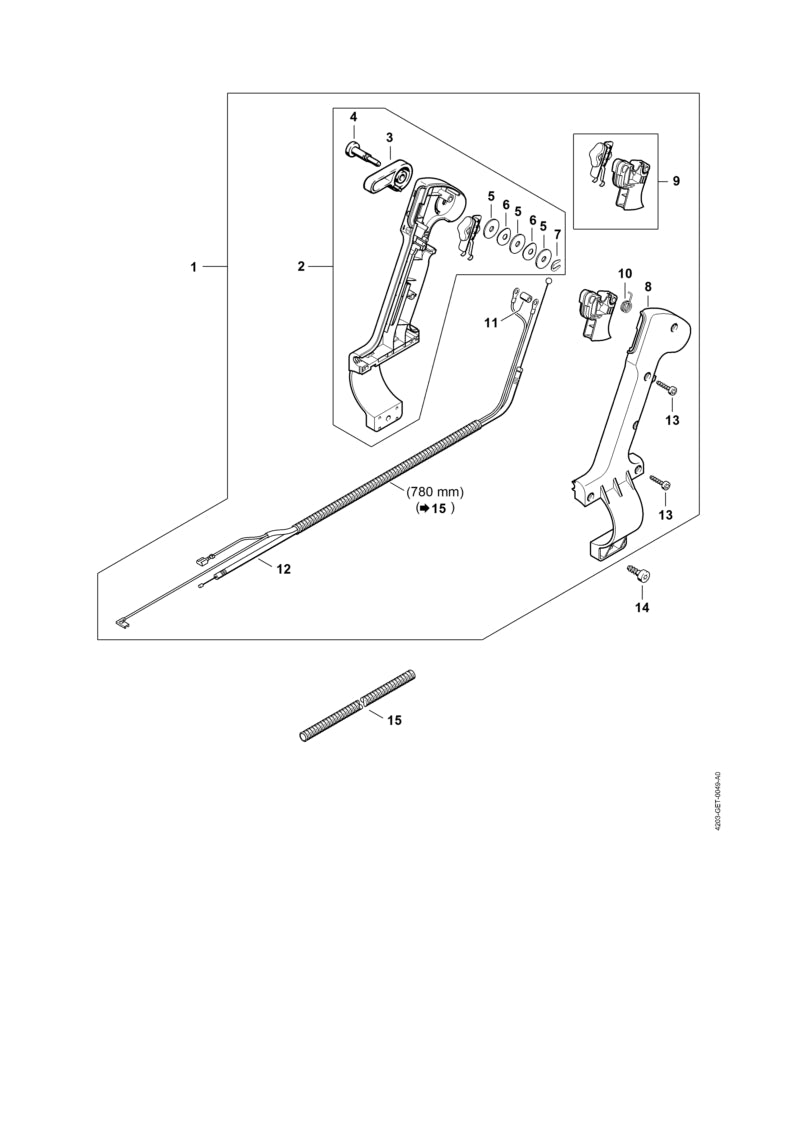 STIHL 4203-180-1105 Gaskabel positie 12 technische tekening