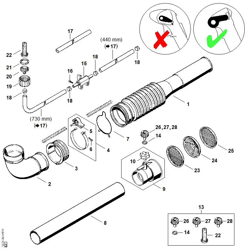 STIHL 4203-700-8801 Zeef positie 22 technische tekening